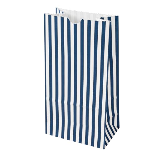 Blue And White Stripe Paper Bag (4 lb / Blue & White)