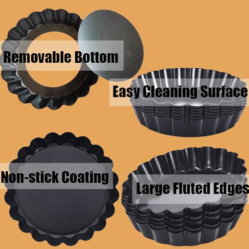 Mini Tart Pans 4 Inch with Removable Bottom Quiche Pans 16PACKS (4-inch X 0.76-inch)