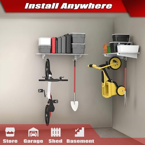 2 Pack Garage Wall Shelves (White-15x45)