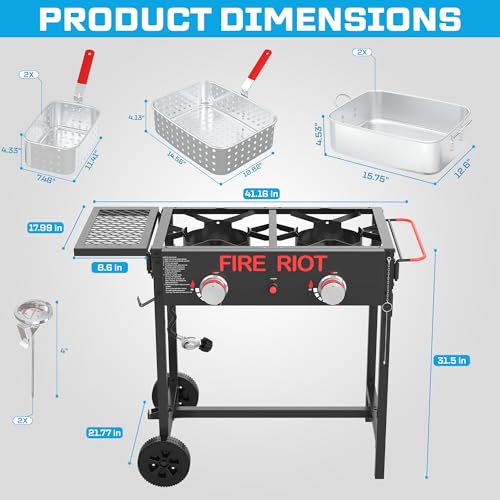 36QT Outdoor Propane Deep Fryer with Rolling Cart (36QT)