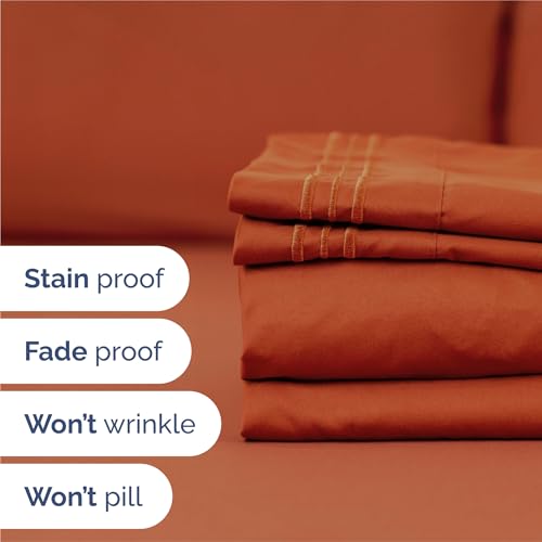 King Size 4 Piece Sheet Set (26 - Terracotta / King)