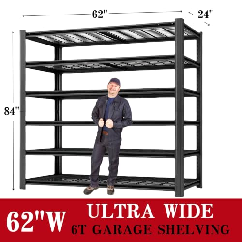 6 Tier Heavy Duty Garage Shelving (6T 62" W x 24" D x 84" H)