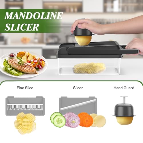 Veggie Chopper Vegetable Cutter (Gray / 7 blades)