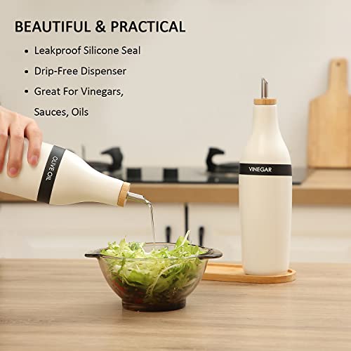 Olive Oil and Vinegar Dispenser Set (White&Tary)