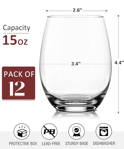 Wine Glasses Set (Set of 12-15 oz)
