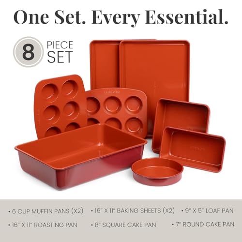 8 Piece Stackable Bakeware Set (Cabernet)