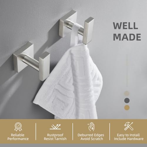 Bath Hand Towel Hook 2 Pack (Brushed Nickel)