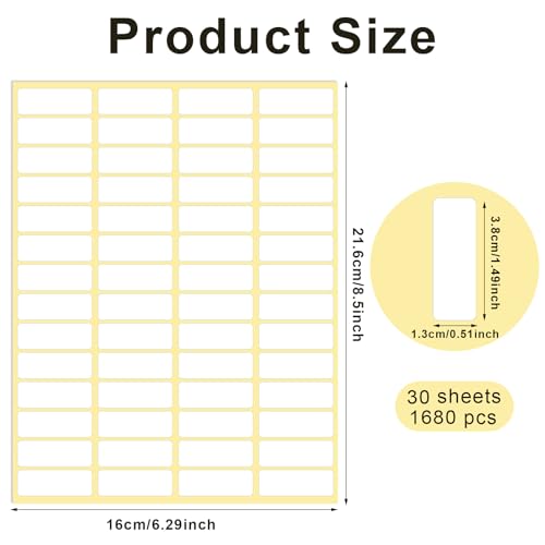 1680 Pcs Rectangle Labels 0.5" x 1.5" White Writable Name Label Stickers Blank Paper Stickers Self (1680 Count)