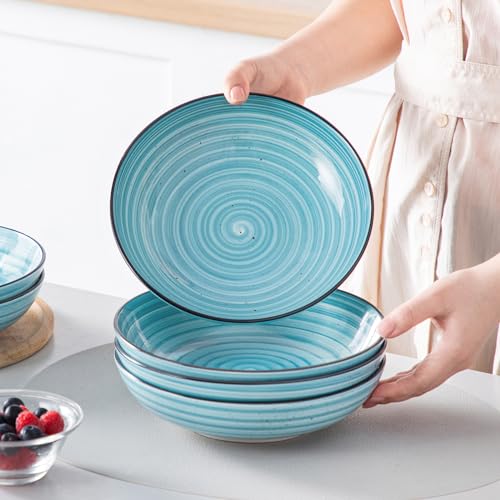 Bonbon Pasta Bowls Set of 6 (Blue / 38 Oz)
