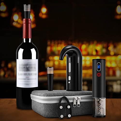 Wine Opener Valentines Day Gift Set with Electric Wine Bottle Opener (Pro Gift Set / Space Black)