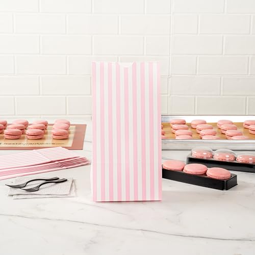 Pink And White Stripe Paper Bag (2 lb / Pink & White)