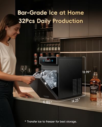 2.4" Clear Ice Ball Maker Countertop Minimal Footprint (Solid Black)