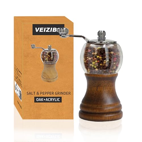 Pepper Mill Manual Salt and Pepper Grinder Set 5in Wooden Mills Fresh Spice (Walnut color 1pcs-5in)