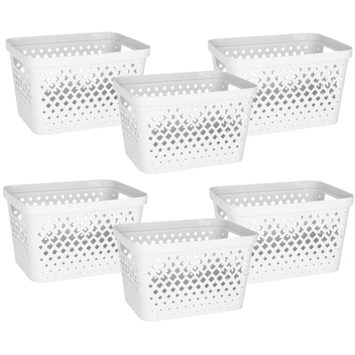 Plastic Storage Basket Set (White / 4 Gallon)
