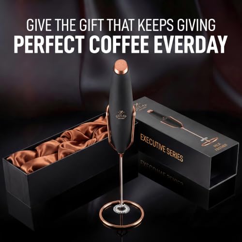 Powerful Milk Frother Wand With Duracell Batteries (Gift Box Black & Copper / Z1 Motor + Batteries)