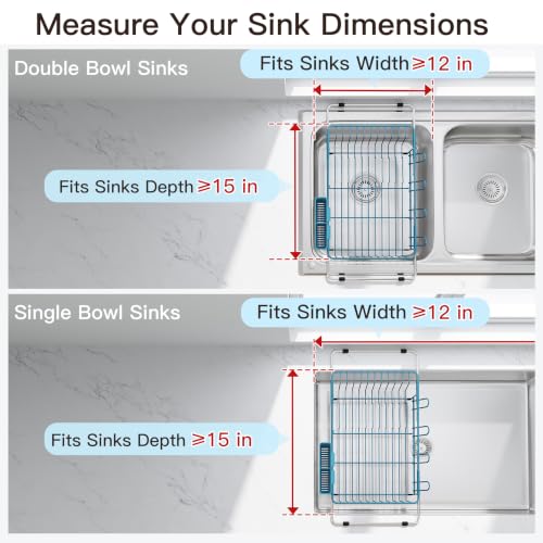 Blue Dish Drying Rack in Sink (Blue / For 12"-30"w Sink)