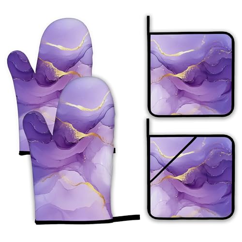 Marble Oven Mitts and Pot Holders Set (4 Count)