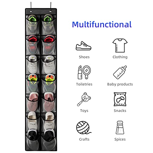 2 Pack Grey14 Pockets Over the Door Shoe Organizer (Grey-2 Pack of 14)