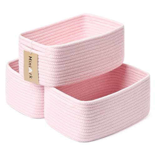 Small Storage Baskets for Organizing (3pcs-L13xW8.5xH5.1" / Light Pink)