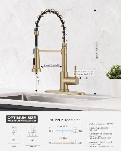 Utility Sink Faucet with Sprayer (Gold)