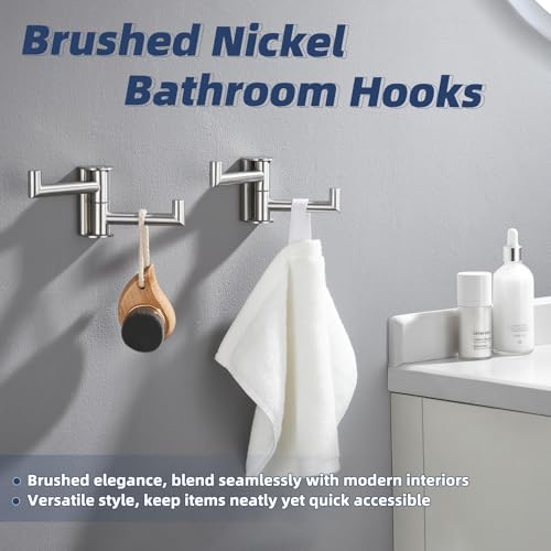 2 Pack Swivel Towel Hooks (2 Pack / Brushed Nickel)