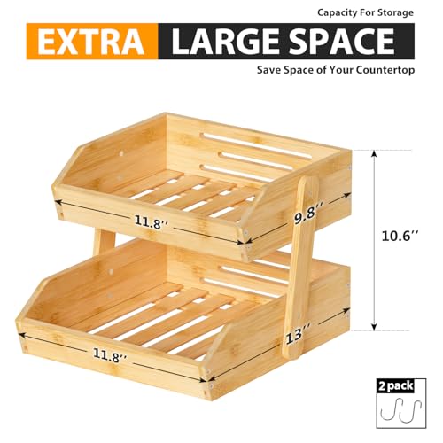 Bamboo Fruit Basket for Kitchen (2-Tier Narture)
