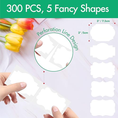 300 PCS White Stickers (White（water/Oil） / 2” x 3”)