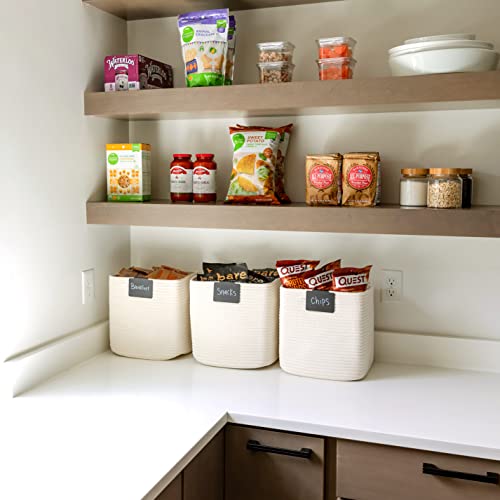 Storage Cubes 11 Inch Cotton Rope Woven Baskets for Organizing (Off White)