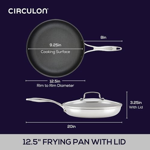 C1 Series Clad Stainless Steel with ScratchDefense Technology Cookware Nonstick Induction Frying Pan (12.5-Inch)