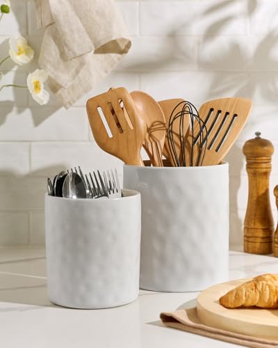 Ceramic Utensil Holder (Matte White)