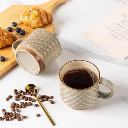 15 OZ Stackable Coffee Mugs Set of 4 (Pale Khaki / 15 Ounces)