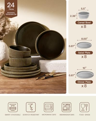 Stoneware Dinnerware Sets (Black/Gold)
