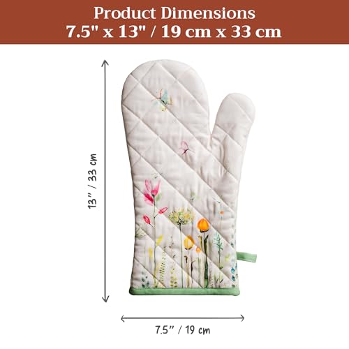 Maison d'Hermine Oven Gloves 100% Cotton Oven Mitt (019 - Botanical Fresh / 7.5" x 13" (Oven Mitt))