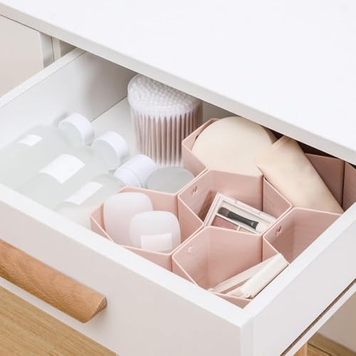 Drawer Divider Organizer Adjustable DIY Grid Honeycomb Drawer Divider for Underwear Belt Scarf Socks Pink (Pink)