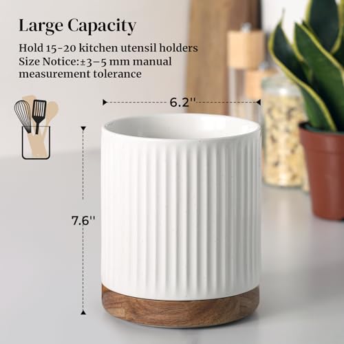 360° Rotating Extra Large Cooking Utensil Holder (White Stripes / 7.6 Inch)