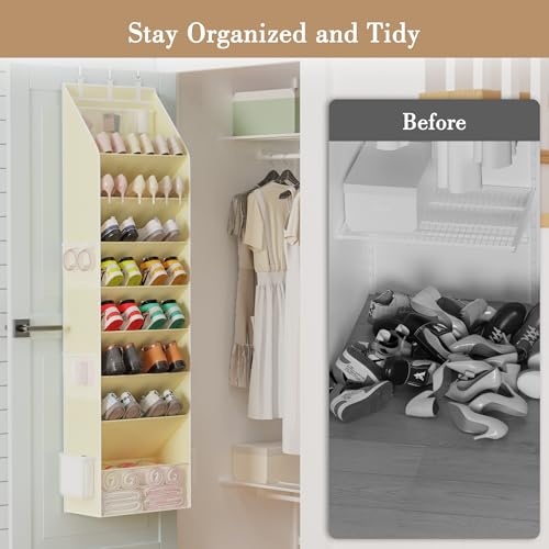 Shoe Storage Over the Door Shoe Organizer (Beige / 1 Pack)