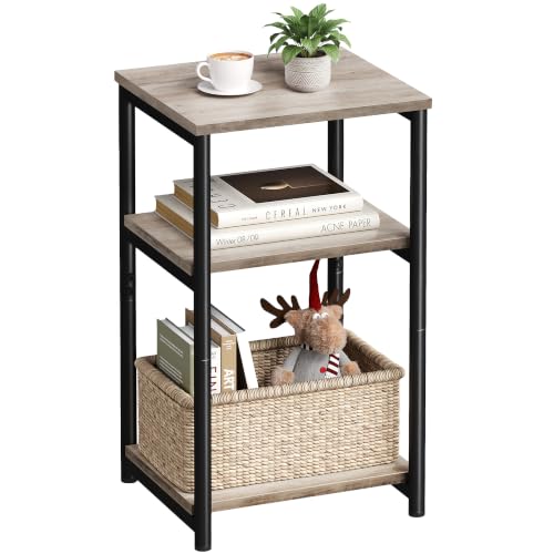 Side Table Small End Table (Heather Greige + Ink Black)