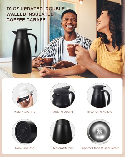 70oz Thermal Coffee Carafe for keeping hot (Black / 71 Ounces)