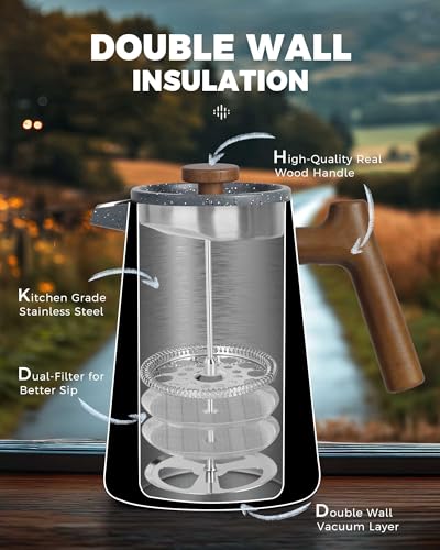 POLIVIAR French Press Coffee Maker (Grey / 34 oz)