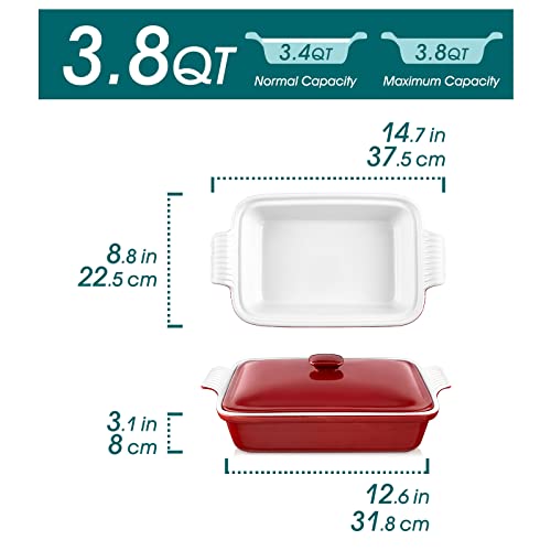 Blossom Casserole Dish With Lid (Red / 3.8 Quart)