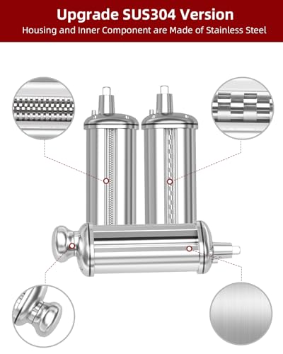 3PCS Pasta Maker Attachment for All Kitchenaid Stand Mixers (3-Piece Set (Roller & Cutters))