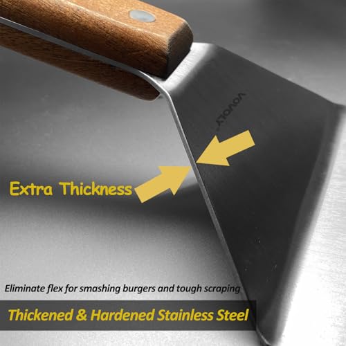 Stainless Steel Metal Spatula Set For Griddle (3" x 5", 5" x 6", 5.5")