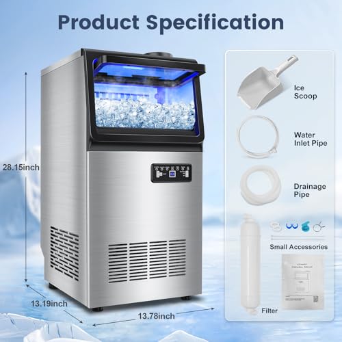 Commercial Ice Maker Machine Dual Water Inlet Options (140Lbs/24H-4F0-1)
