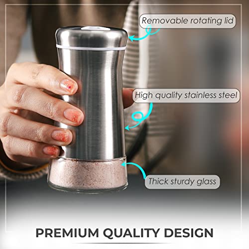 Salt Shaker or Pepper Shaker with Adjustable Pour Holes (White Shaker)