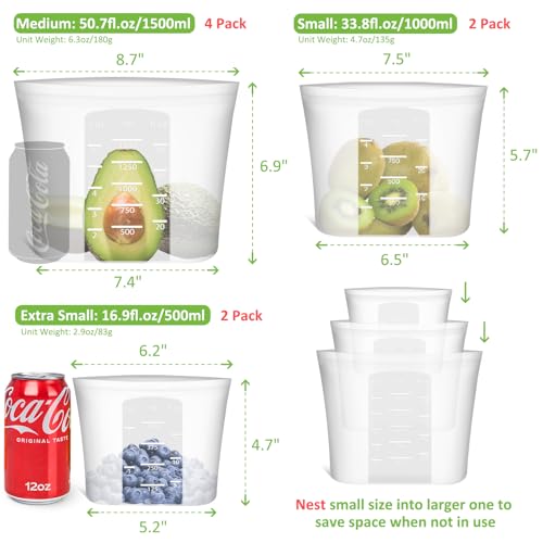 Reusable Storage Bag (Translucent | M+S+XS | 8 Pack)