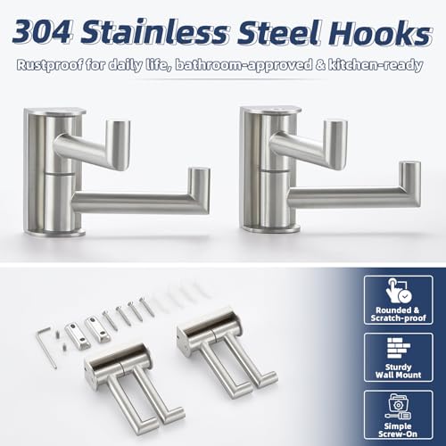 2 Pack Swivel Towel Hooks (2 Pack / Brushed Nickel)