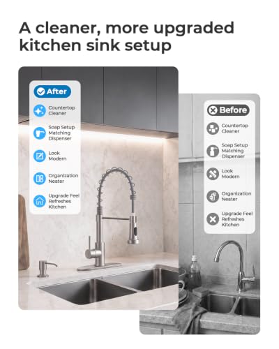 Utility Sink Faucet with Sprayer and Soap Dispenser (Brushed Nickel)