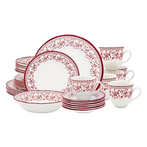 30 Piece Porcelain Dinnerware Set for 6 (Aster Pink / 30)