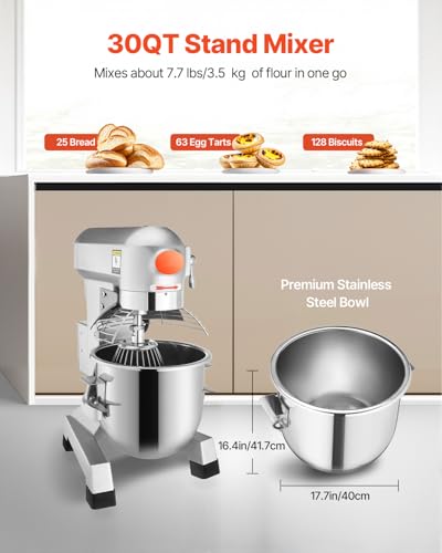 30Qt Commercial Food Mixer Timing Function 1250W Commercial Mixer