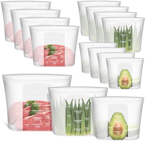 Reusable Storage Bags (Translucent | XL+L+M | 12 Pack)